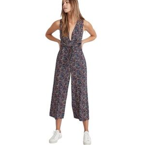 Marine Layer Holli Floral Cropped Wide-Leg Jumpsuit | Casual Chic | XS